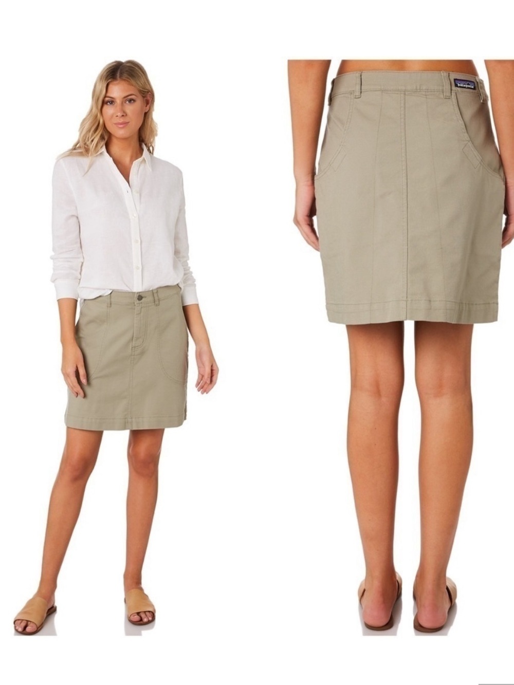 NWT Patagonia Stand Up Skirt Shale Khaki Organic Cotton Canvas Women’s Sz 16